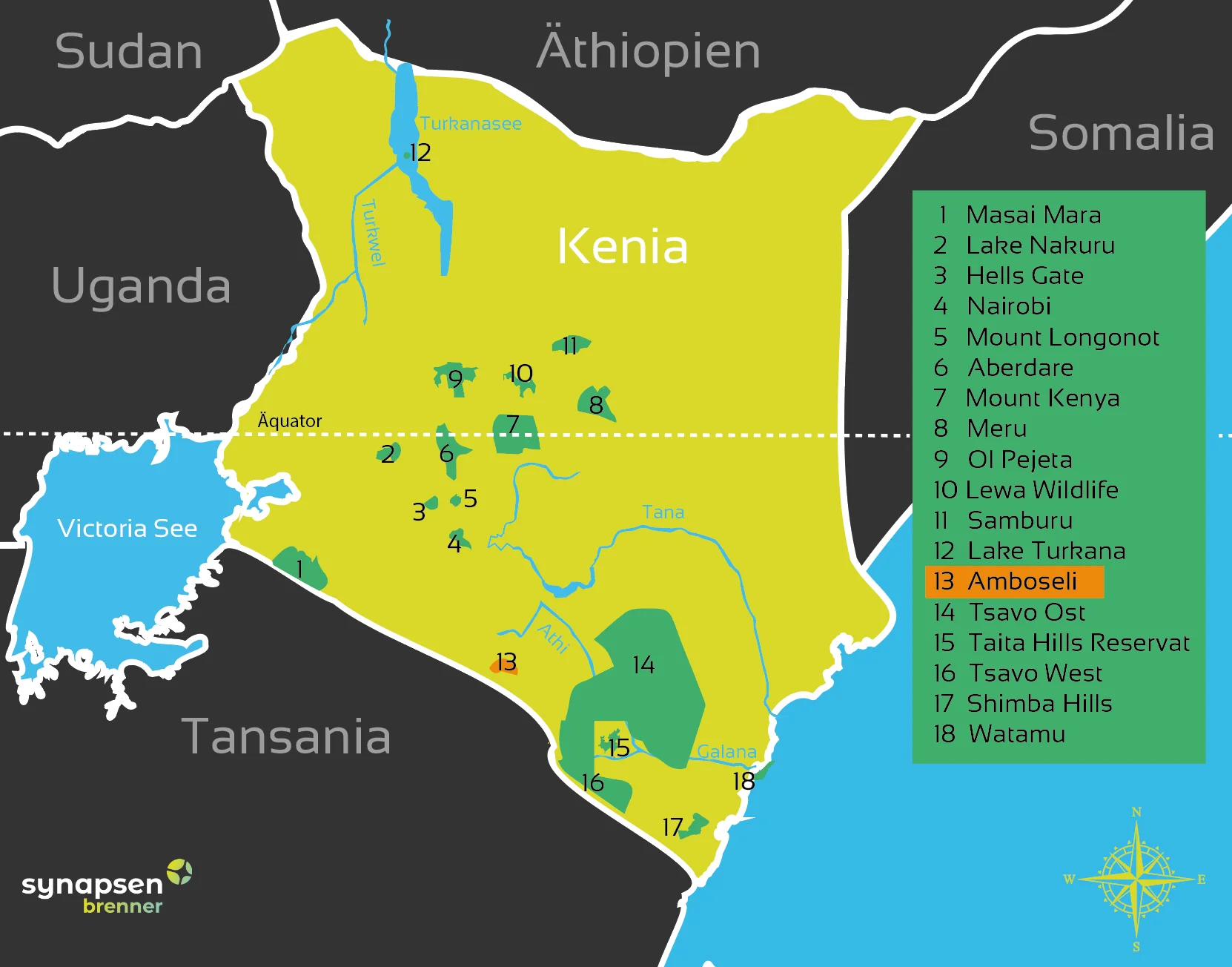 Karte vom Amboseli Nationalpark in Kenia