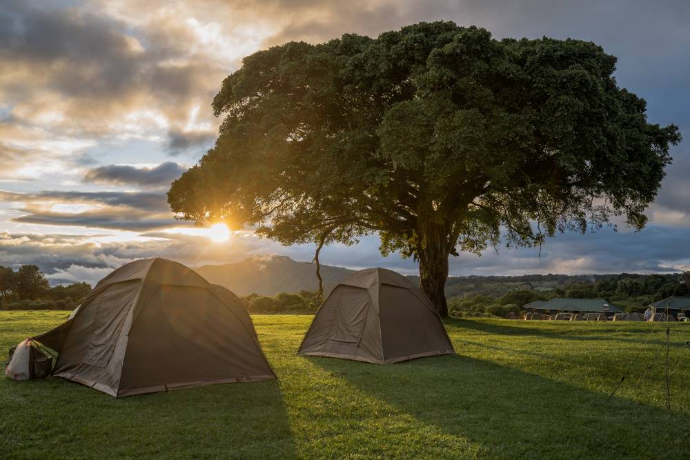 Öffentlicher Campingplatz in der Ngorongoro Conservation Area, direkt vor dem Kraterzugang