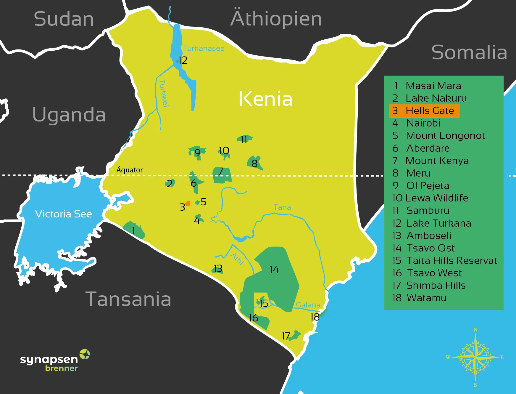 Karte vom Hell's Gate Nationalpark in Kenia