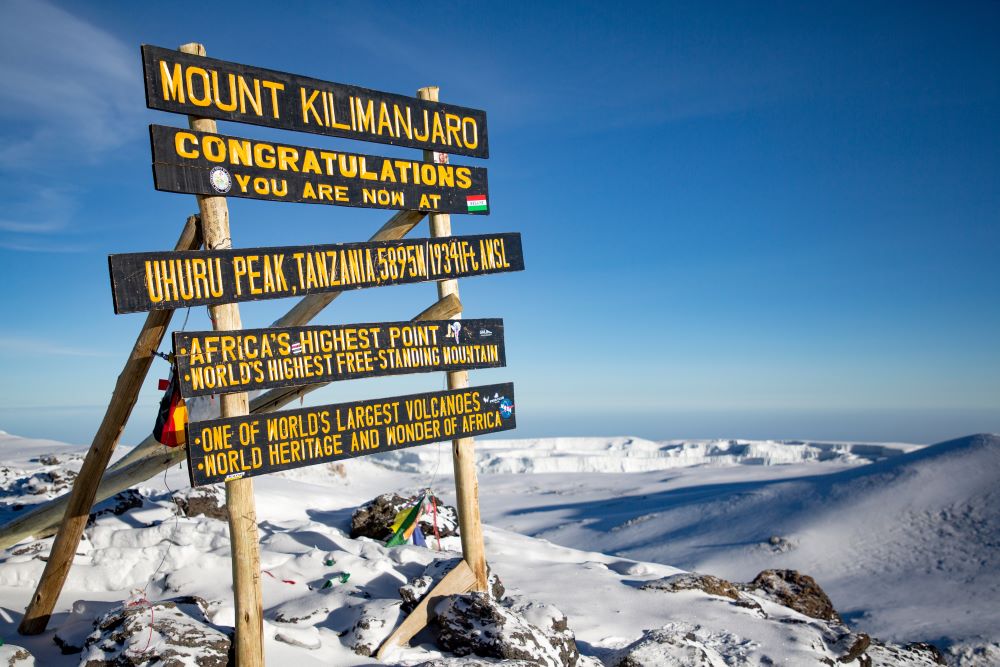 Uhuru Gipfel auf dem Kilimandscharo mit grandiosem Ausblick