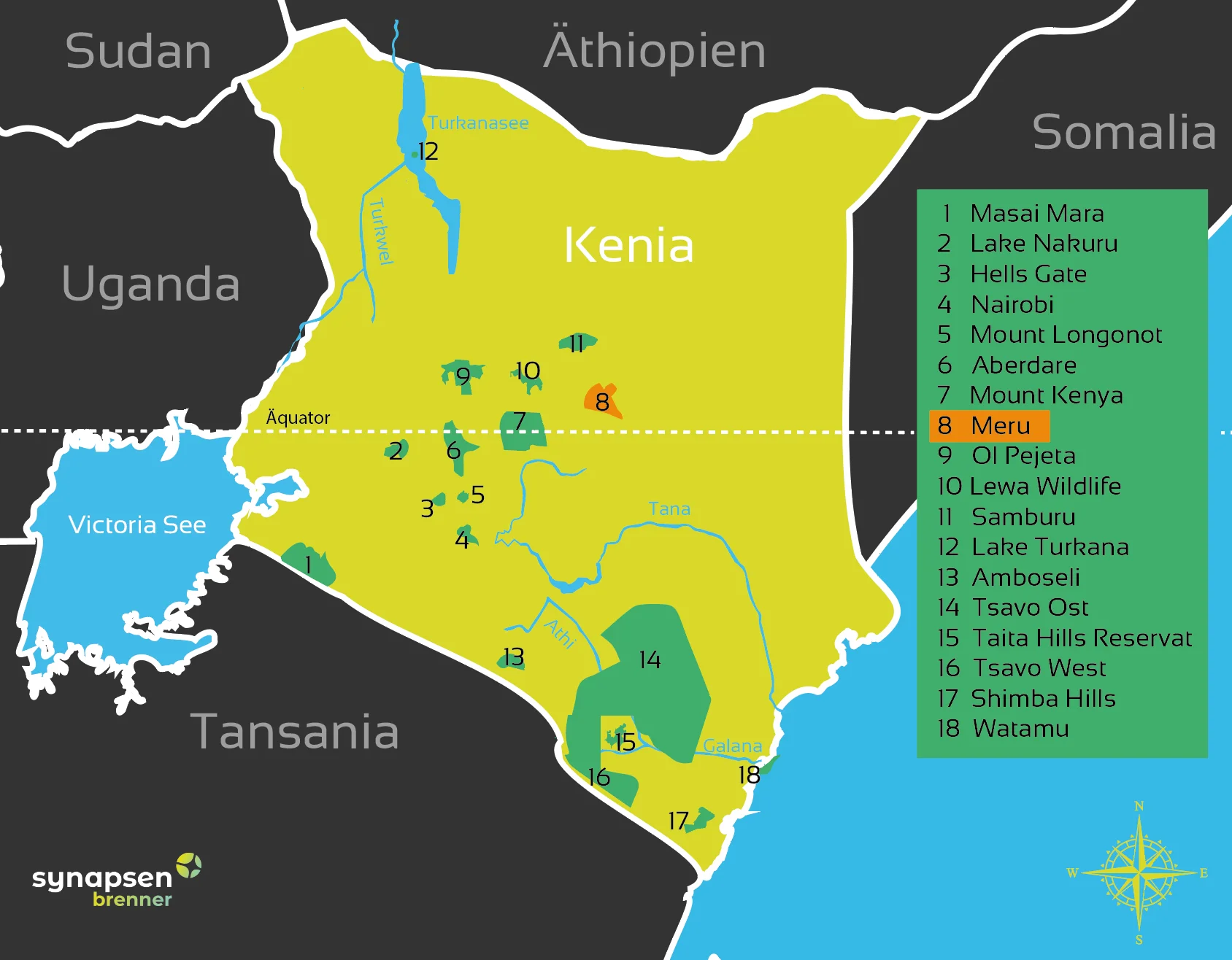 Karte vom Meru Nationalpark in Kenia