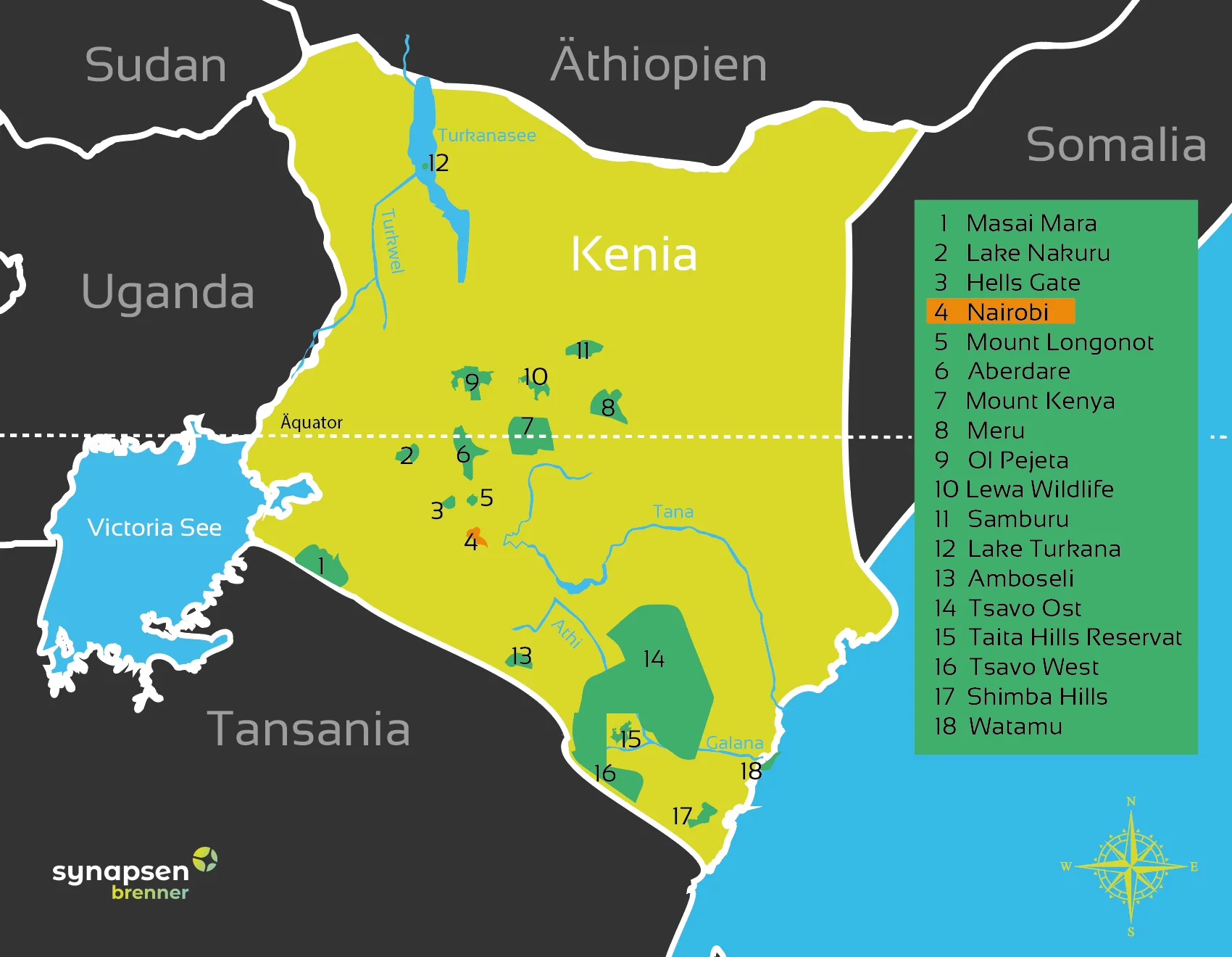 Karte vom Nairobi Nationalpark in Kenia