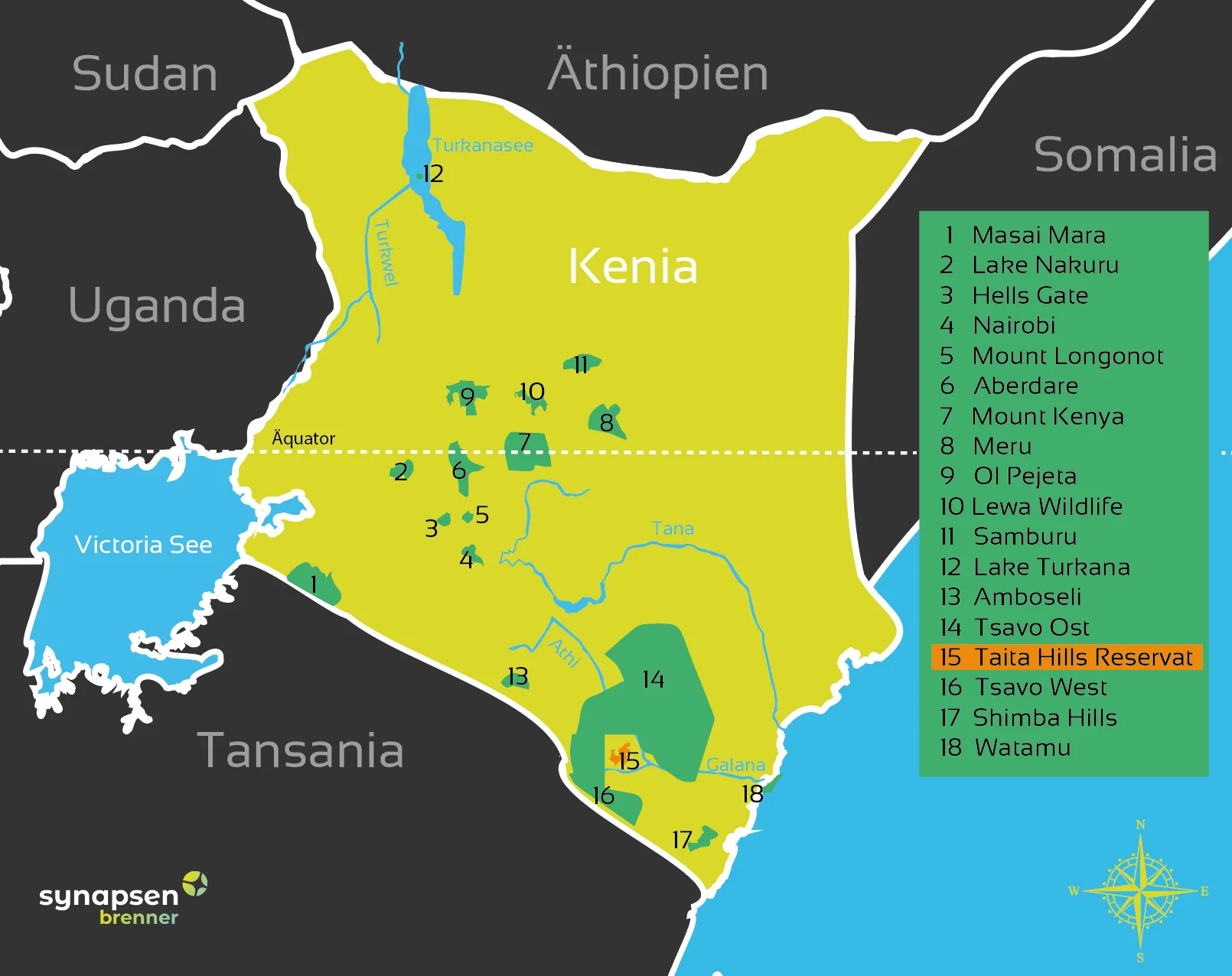 Karte vom Taita Hills Nationalreservat in Kenia