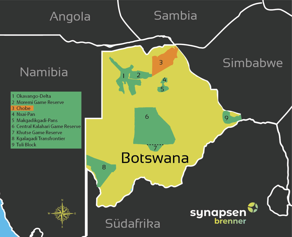 Karte zum Chobe Nationalpark in Botswana