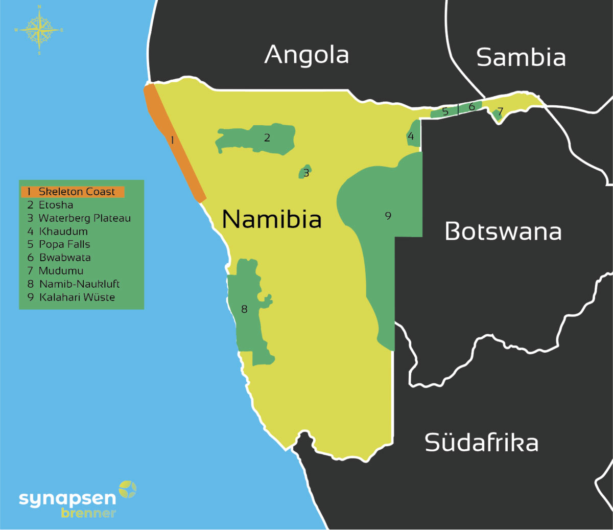 Karte zum Skeleton Coast Nationalpark in Namibia